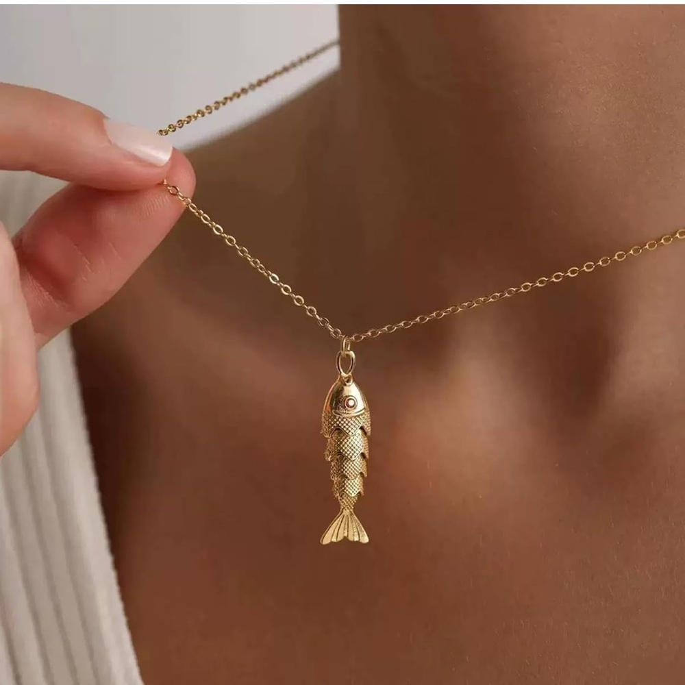 New! King Fish 14K Gold Plated Pendant Necklace(3039)